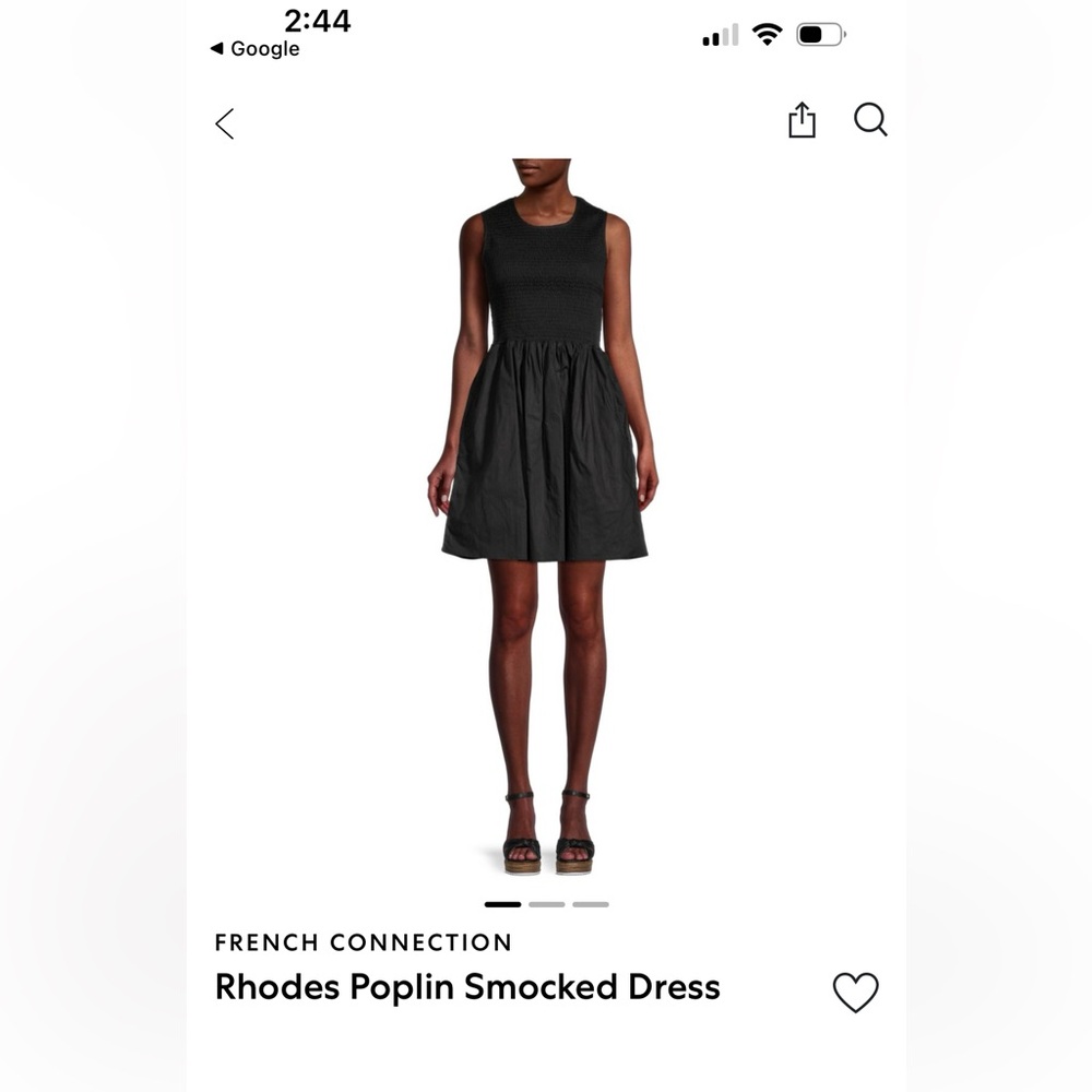 French Connection Black Smocked Dress
